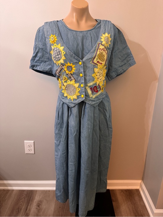 Country wear clothing Dresses & Skirts - Country Wear Clothing Company 1988 18W Denim Sunflower Dress Vintage Blue Jean